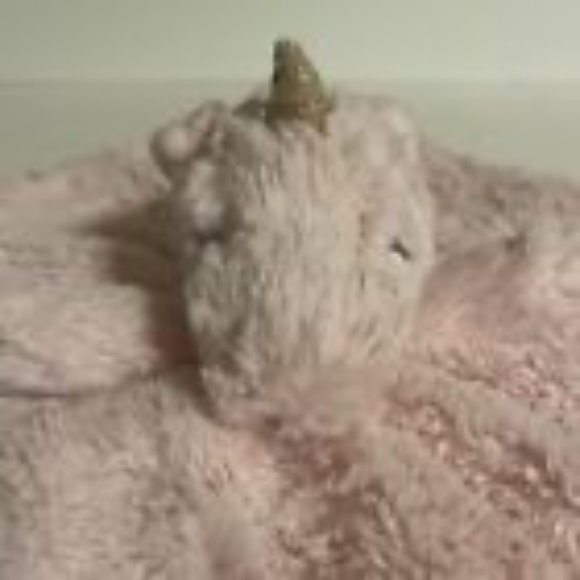 KellyToy Plush Pink Unicorn Lovey Baby Security Blanket w/ Rattle - Picture 2 of 6